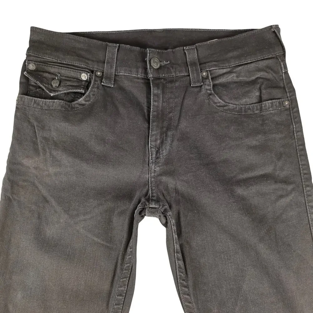 True Religion Mens Ricky Jean 34x33 Straight Flap SN Black